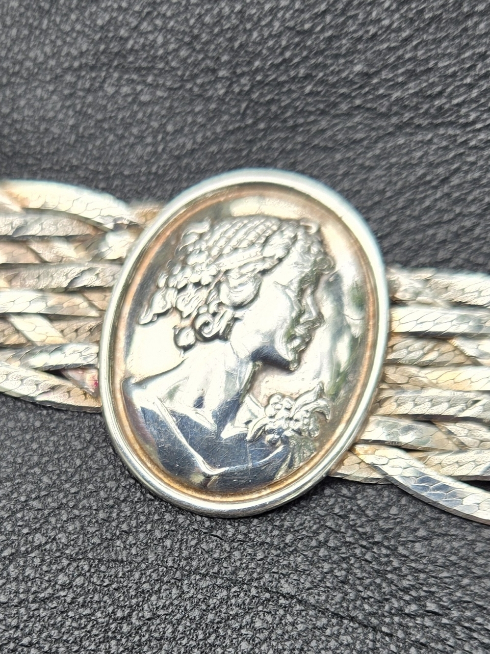 Silver Cameo Braided Multi-Strand Bracelet - Silver - Picture 2 of 14
